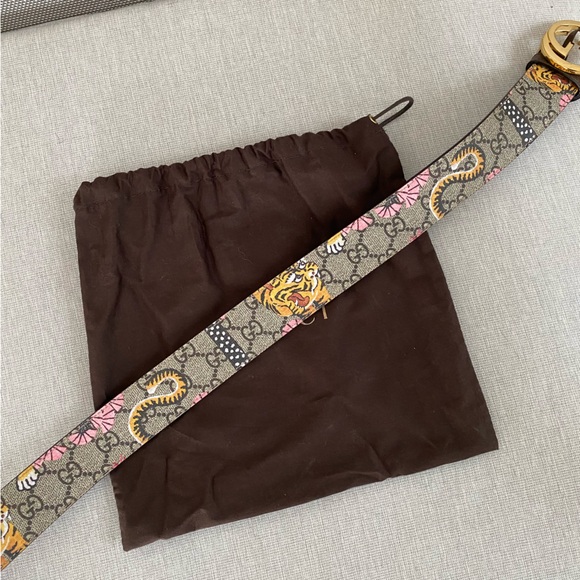 Gucci Interlocking G Belt - GG Supreme Bengal Print Beige - Picture 6 of 7